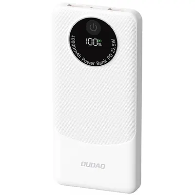 Baterie Externa Dudao K12, 10000mAh, 22.5W, QC + PD, 1 x USB-C - 2 x USB-A, Alba