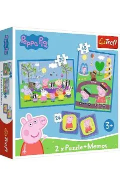 Puzzle 2 in 1: Memo Peppa Pig. Momentele fericite