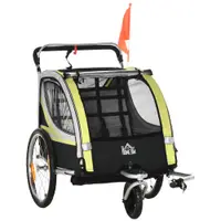 Remorca bicicleta pentru copii 2 in 1, centura in 5 puncte, Galben