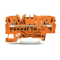 2-conductor through terminal block; 2.5 mm²; with test option; same profile as 2-conductor disconnect terminal block; side and center marking; for DIN-rail 35 x 15 and 35 x 7.5; Push-in CAGE CLAMP®; 2,50 mm²; orange