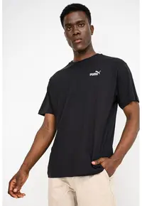 Tricou relaxed fit de bumbac cu logo pe piept Essential - Negru