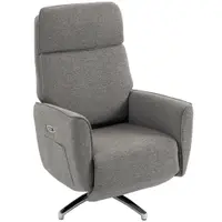 HOMCOM Fotoliu Relax Electric Rotativ 360°, Fotoliu Rabatabil cu Tetieră Reglabilă, Porturi USB, Țesătură Aspect In, Gri | Aosom Romania