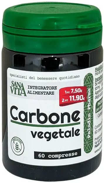 Sanavita Carbone Vegetale Cărbune activ, 334 mg, 60 tablete, Paladin Pharma
