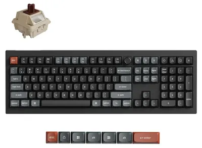 Tastatură mecanică Keychron - V6 Ultra, wireless, Silk POM Brown, RGB, neagră