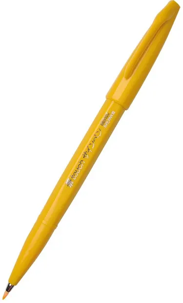 Marker pensula Pentel Sign Pen - SES15C, galben