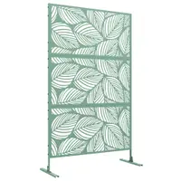 Outsunny Panou paravan de protecție decorativ paravant exterior verde cu model vegetal din metal, 122 x 45 x 198 cm, verde | Aosom Romania