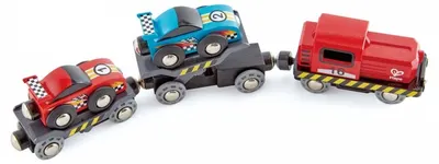 Transportor auto din lemn Hape - Transportor auto, 5 piese