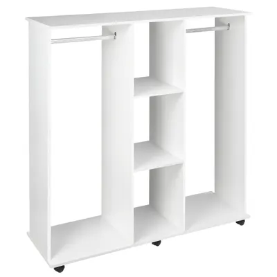 HOMCOM Dulap cu 5 Rafturi și 6 Roți, 120x40x128 cm, Negru | Aosom Romania