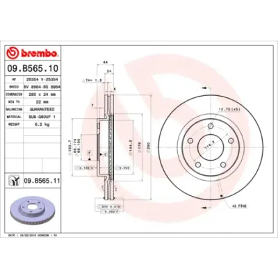 Disc frana BREMBO 09.B565.11