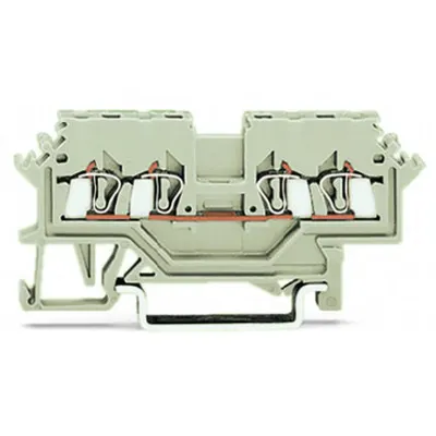 4-conductor through terminal block; 1.5 mm²; suitable for Ex e II applications; lateral marker slots; for DIN-rail 35 x 15 and 35 x 7.5; CAGE CLAMP®; 1,50 mm²; light gray