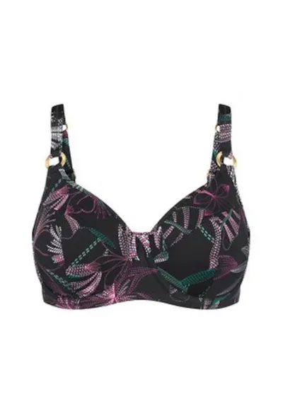 Sutien de bikini negru - floral - Negru