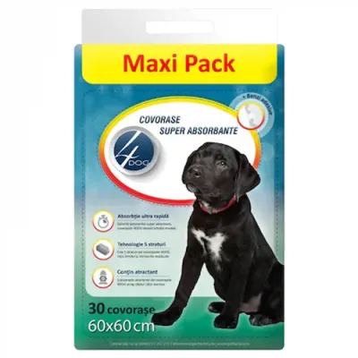 Covorase absorbante 4Dog Maxi 60x60 cm, 30 buc pachet