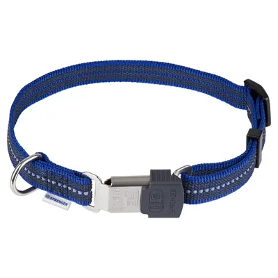 Zgarda nailon Sprenger neon reflectorizanta - 40 - 55 cm - Albastru