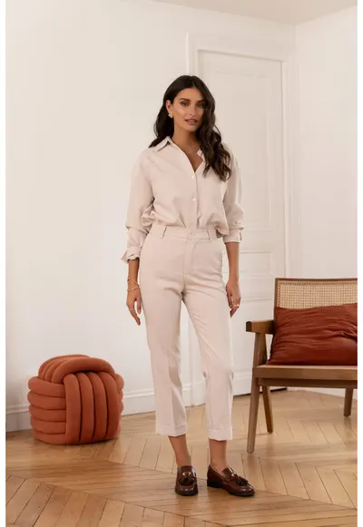 Pantaloni bej tip Cigarette - C2031BG 16691 - Bej