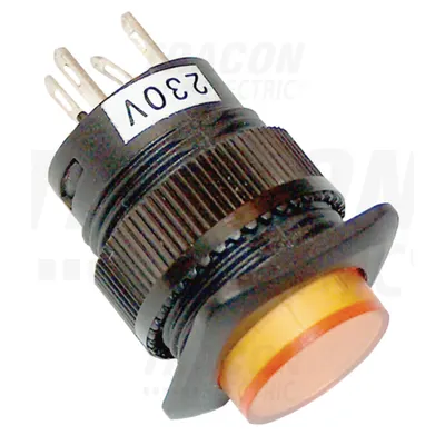 Comutator mini cu semnalizare luminoasa, galben MNK-110Y 1×NO, 110V AC/DC