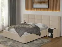 Pat tapitat Cico fix 287 x 114 C2 din piele/stofa Bej - Falcone 102 180x200