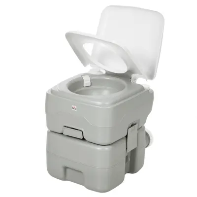 HOMCOM Toaletă de camping toaletă portabilă capacitate max. 147 kg 20L pentru camping drumeții călătorii pescuit 41,5 x 36,5 x 42 cm Gri | Aosom Romania