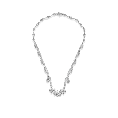 Colier din aur alb cu diamante marquise si rotunde de 4.26ct