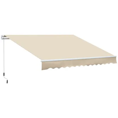 Outsunny Copertină pentru Exterior, Copertină Rulantă pentru Uși și Ferestre cu Deschidere cu Manivelă, 360x250 cm, Cremă | Aosom Romania