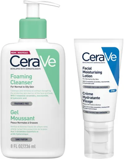 CeraVe Set - Gel de curățare spumant și Cremă hidratantă, 236 + 52 ml