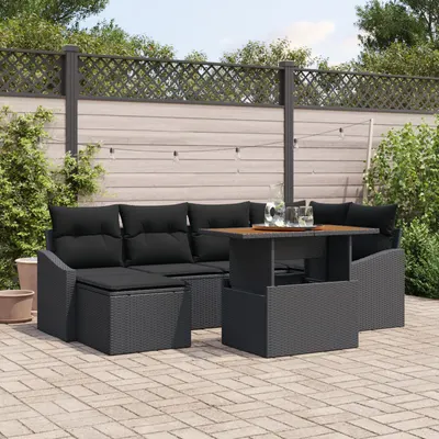 Gossi set de canapea cu 7 piese cu perne ratan polivor