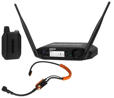 Sistem de microfon wireless Shure - GLXD14+/SM31, negru/portocaliu