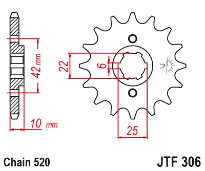 JT - Pinion (fata) JTF306, 15 dinti - NX500 650Dom -88