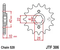 JT - Pinion (fata) JTF306, 15 dinti - NX500 650Dom -88