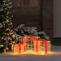 vidaXL Cutie cadou 3 buc. 60 LED-uri Alb cald 20 x 20 x 20 cm Acril