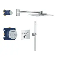 Set de dus incastrat cu baterie termostatata Grohe Grohtherm SmartControl Rainshower SmartActive 310 Cube