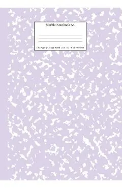 Marble Notebook A4: Lilac Purple College Ruled Journal
