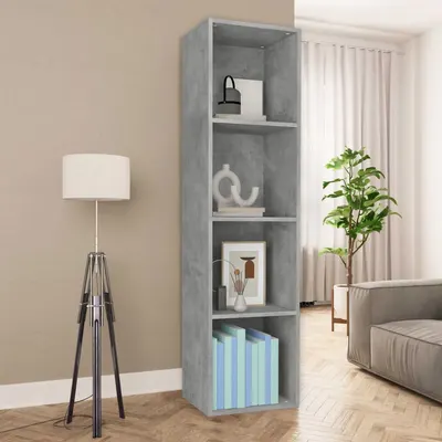 vidaXL Bibliotecă/Dulap TV, gri beton, 36x30x143 cm, lemn prelucrat