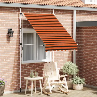 vidaXL Copertină retractabilă manual, portocaliu și maro, 150 cm