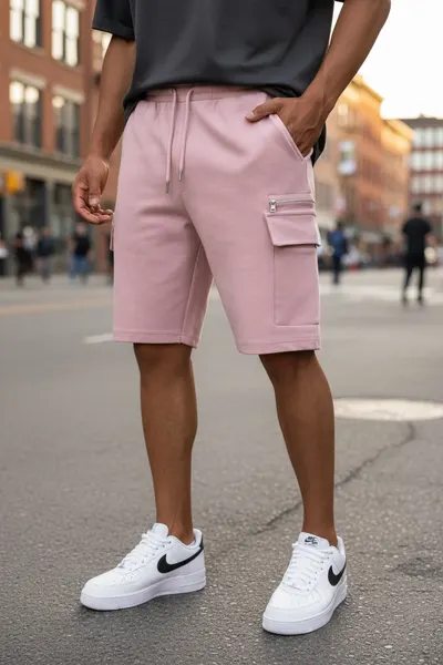 Pantaloni de trening scurti somon y184