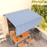 Gossi copertina retractabila automat cu stor, albastru & alb, 4x3 m