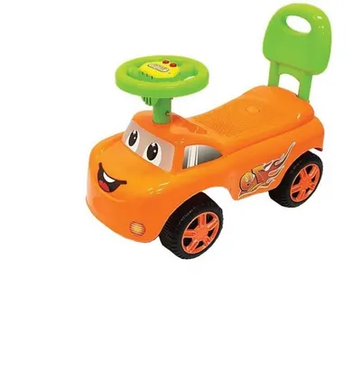 Masinuta pentru copii Novokids Dream Car Portocaliu fara Pedale, greutate admisa 25 kg, Cu Sunete, Spatar de Protectie si Volan