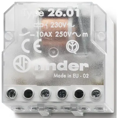 Releu pas cu pas Finder, (teleruptor), 2 secvente, 230VAC, 10A, 1ND Finder 26.01.8.230.0000 / 26.01.8.230.4000