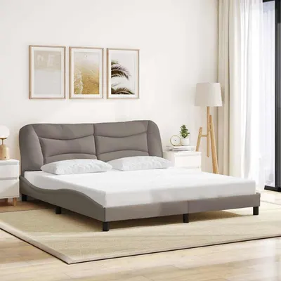 vidaXL Cadru de pat fără saltea, Hvar, gri taupe, 180x200 cm, textil