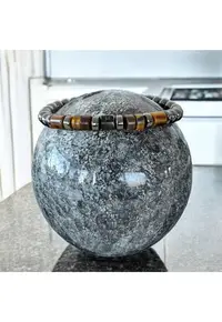 Bratara barbati handmade Amos din Hematit si Ochi de Tigru - ajustabila cu snur