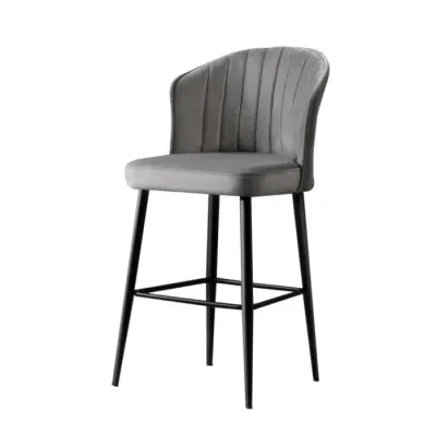 Set 4 scaune de bar RUBI, gri + negru, 52x42x97 cm