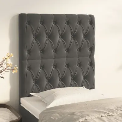 vidaXL Tăblie de pat gri închis 80x7x118/128 cm catifea