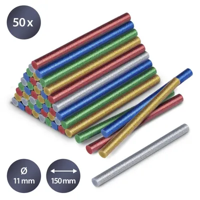 Set batoane cu sclipici de lipici fierbinte Trotec, 50 bucati, Ø 11 mm