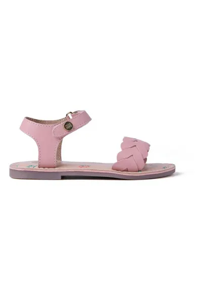 Sandale tesute din piele - Roz pastel