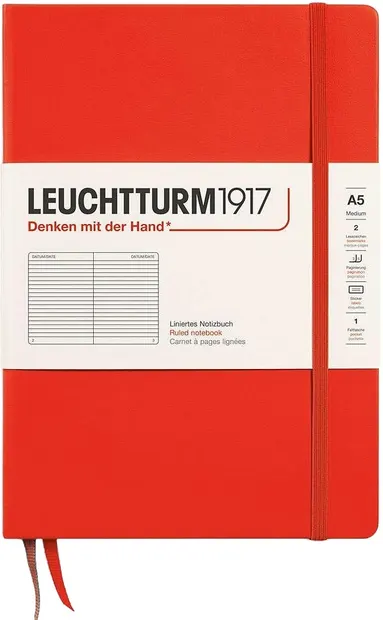 Caiet Leuchtturm1917 New Colours - A5, pagini liniare, Lobster, coperte rigide