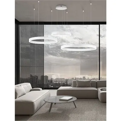 Lampa suspendata MOTIF Nisipiu Alb Aluminiu & Acrylic LED 110W 230V 6160Lm IP20 2700-6000K Changing CCT