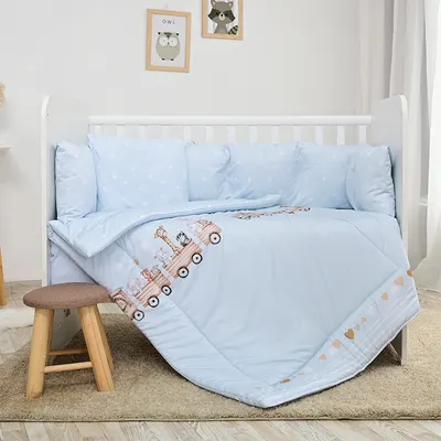 Set de dormit pentru copii Lorelli - Lily, 60 x 120 cm, Train, albastru