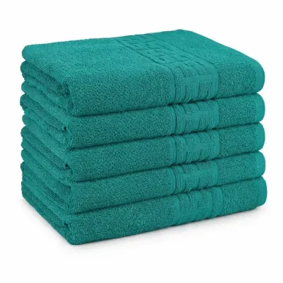 Set 5 prosoape medii 50x90cm, din 100% bumbac pakistanez, 500g, Turquoise