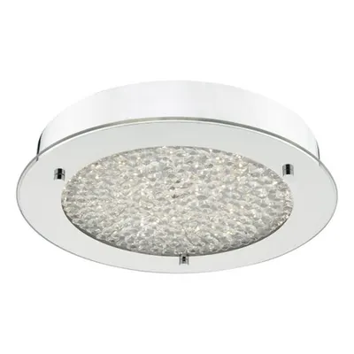 Plafoniera Peta Small Bathroom Flush Polished Chrome Crystal Light LED IP44