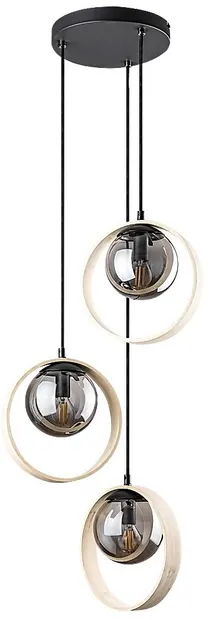 Candelabru triplu Rabalux - Peyton 72063, IP20, E14, 3 x 15W, 230V, negru cu fag
