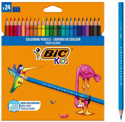 Creioane colorate BIC Kids - Tropicolors, 24 culori